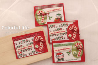 【カンタン・ダイカット】カードパックの活用、キャンディとエルフのクリスマスカード