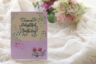 シンプルスタンピング・バースディのお花に添えるカード/2019年8月（横：ディライトフル・ディ）