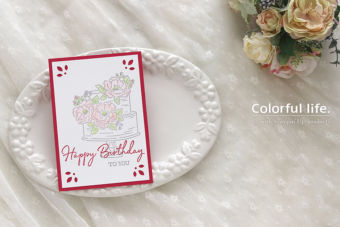 【スタンプ・色塗り】お誕生日のケーキカード