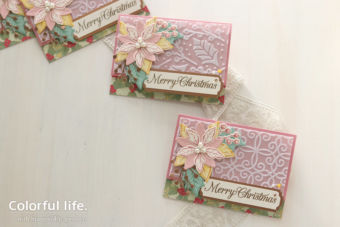 【ダイカット】ロマンチックなピンクで♪ポインセチアのクリスマスカード