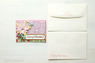 ロマンチックなピンクで♪ポインセチアのクリスマスカード（＋封筒：ポインセチア・プレース）