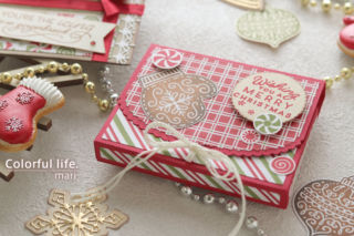 アイシングクッキーを飾ったクリスマスカード＆ミニボックス（横：FROSTED GINGERBREAD/スタンピンアップ）