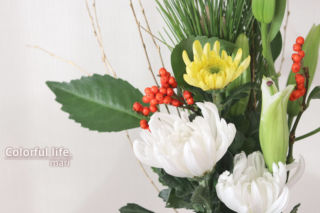 お花の定期購入のお花：お正月用2（ピュアフラワー/2021年）